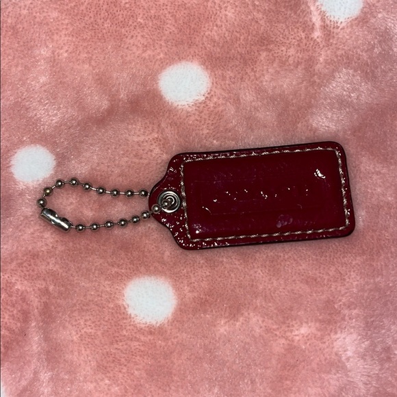 Coach Large Dark Cherry Red Bag Hang Tag Keychain - Picture 1 of 5